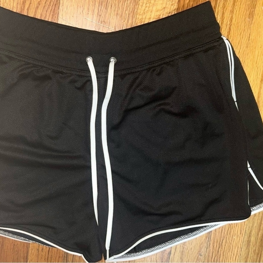 BCG Black Drawstring Athletic Shorts with White Trim Size M Activewear Workout - Picture 5 of 5